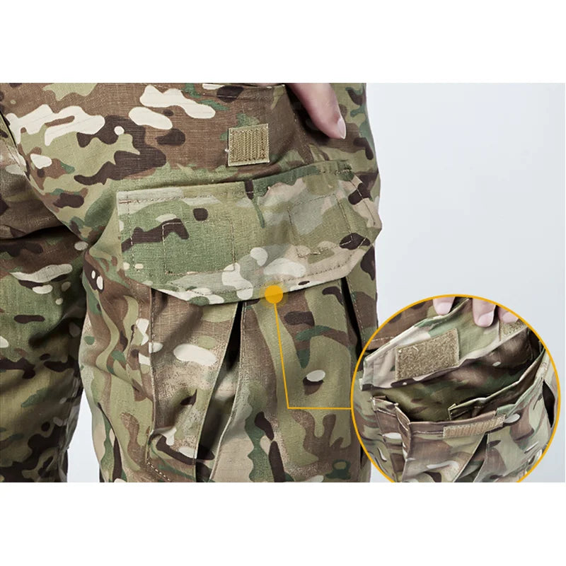 2025 New Multicam Pants with Knee Pads Men Tactical Combat Cargo Camouflage Trousers Hunting Quick Dry Breathable Sport Pants