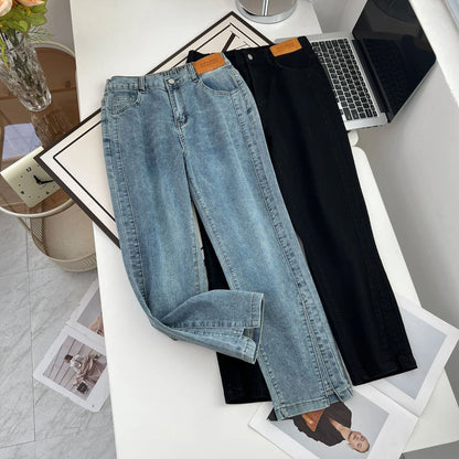Women's Split Leg Opening Drainpipe Jeans