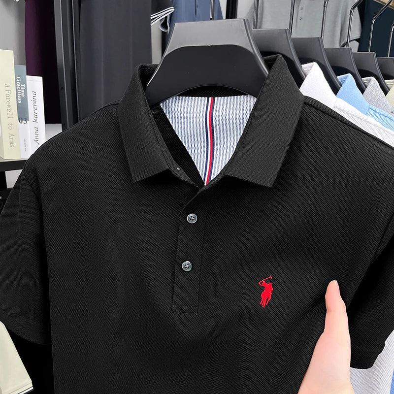 High end brand 100% cotton short sleeve polo shirt men luxur pony embroidery comfort breathable fashion T-shirt summer new top