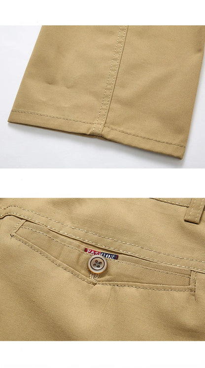 Summer Thin Pants Men's 100% Cotton Autumn Thick Trousers Fashion Brand Cargo Pants Smart Casual Solid Khaki Gray Suit Pant