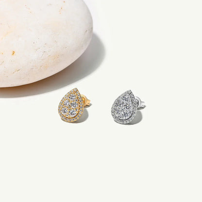 Teardrop Shape Earrings Moissanite DVVS1 Round Cut 925 Sterling Silver Gold Plated For Women Wedding Party Jewelry Gift