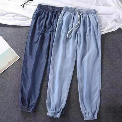 Women Elastic High Waist Drawstring Harem Pants