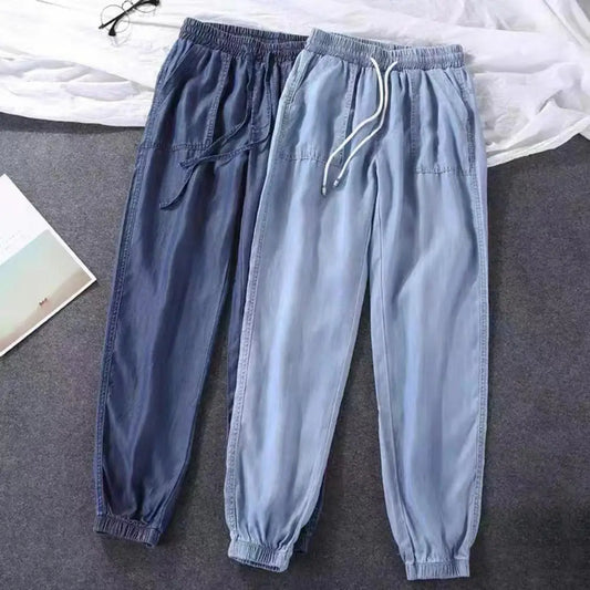 Women Elastic High Waist Drawstring Harem Pants