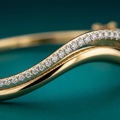 Moissanite Double Wavy Bangle Bracelets for Women GRA Certified 1.5mm Diamond s925 Sterling Silver Plated 18K Bracelet