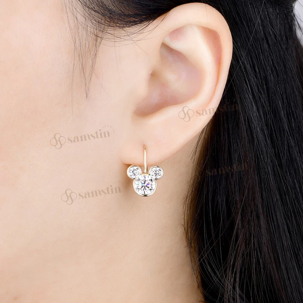 2.52CTW Moissanite Hoop Earrings for Women Solid 14K 10K 925 Yellow Gold Hoop Earrings for Christmas Gifts Party Jewelry