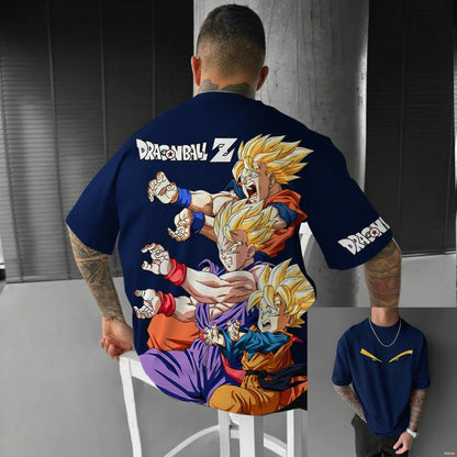 Camiseta Dragon Ball Z Super Saiyajin Masculina Feminina Anime Estampada Roupa de Rua Verão Casual Manga Curta Estilo Oversized Roupa Y2k
