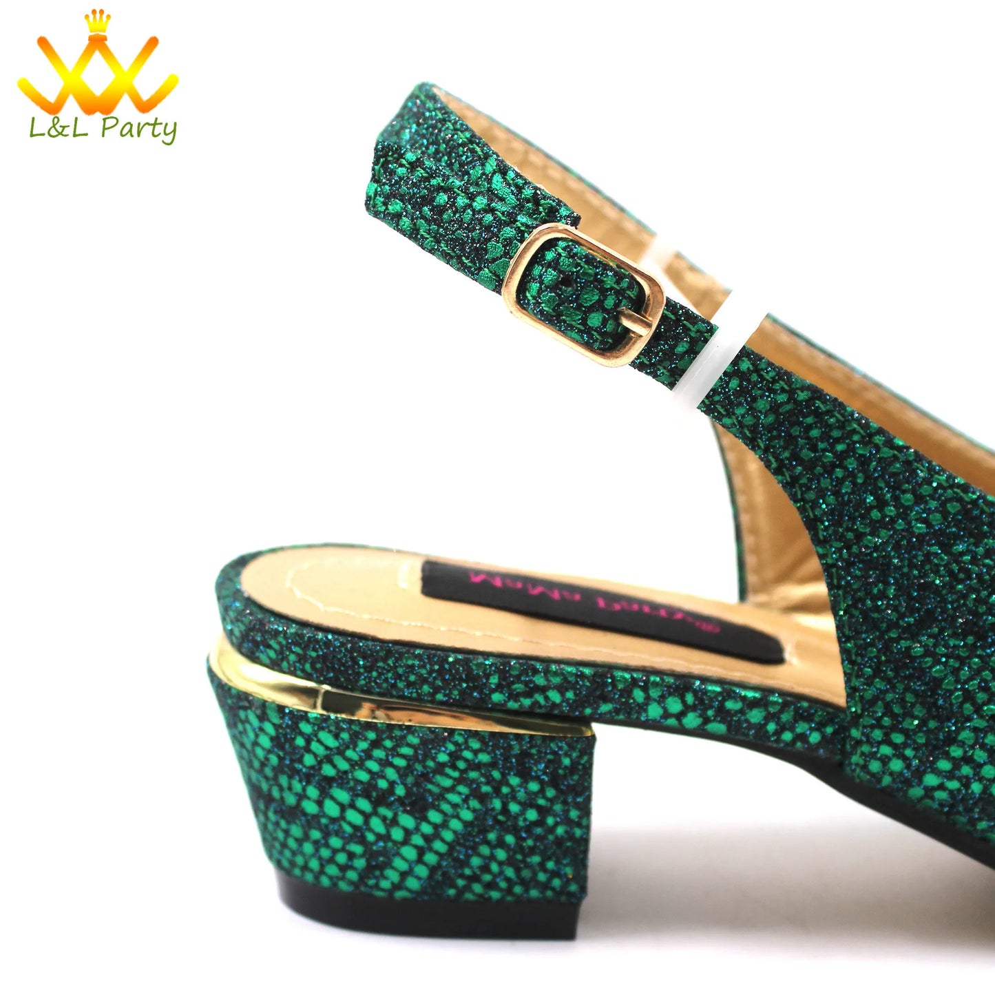 Italian Women Shoes Matching Bag Set in Sky Blue Color Comfortable Heels with Appliques for Wedding