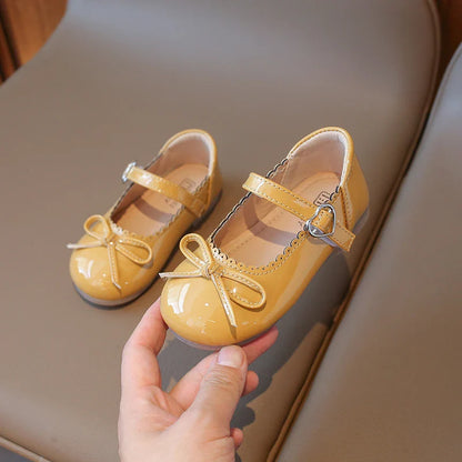 Summer Girl's Princess Shoes Bowknot Round Toe Hook-loop Shallow Cute Daily Kid's Flat Shoe Solid Colors Anti-slip Children Shoe