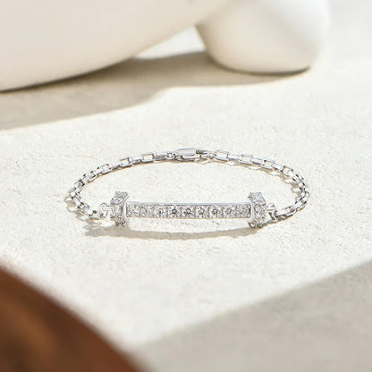 Horizontal Bar Moissanite Bracelet for Women Men S925 Silver 18k Gold Box Chain Minimalist Statement Party Jewelry Gift