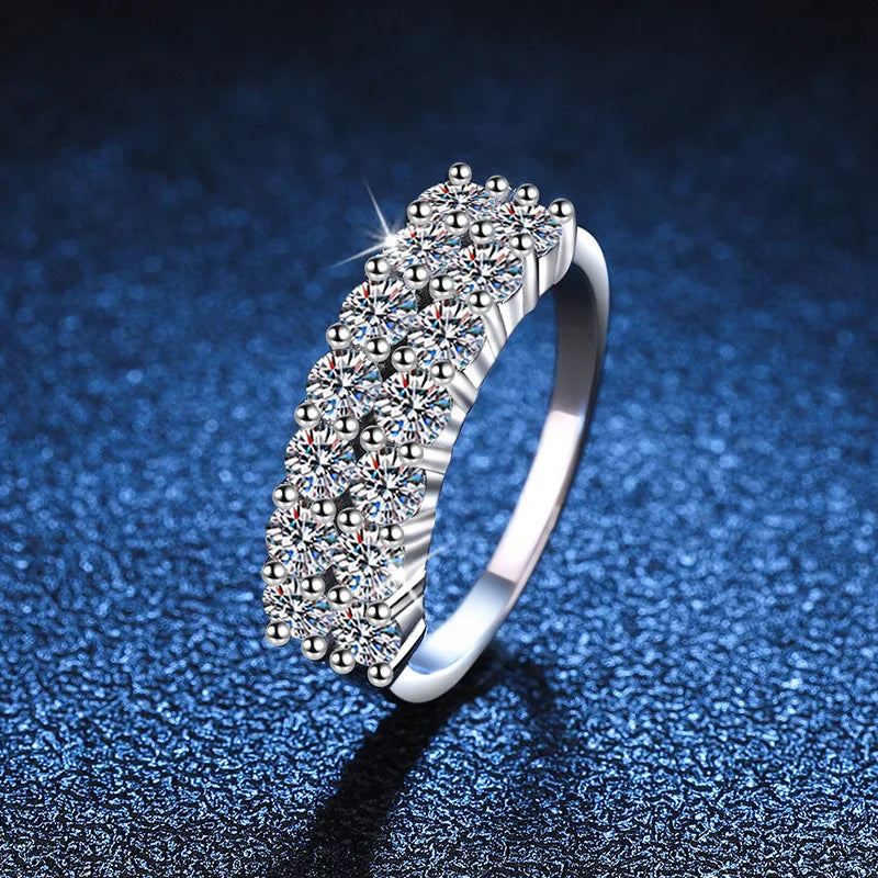 1.4CT 0.7CT 3mm Moissanite Ring for Women Half Enternity Diamond Band S925 Sterling Silver Plated White Gold Ring GRA