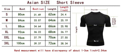 Men's Compress Shirt + 2-in-1 sports shorts 2pcs Set Leisure Breath Short Sleeve Sport Jogging Gym Brand Print Clothing