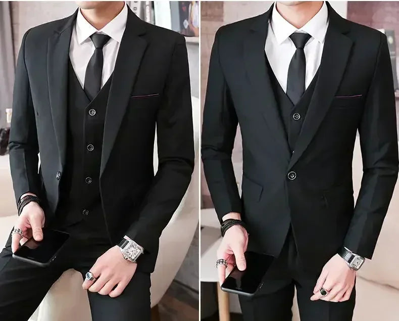 S-8XL (Blazer+ Vest + Pants) Men's fashion casual outdoor gentleman business wedding slim-fit formal British style wedding suit