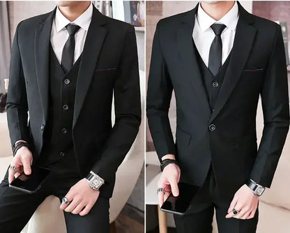S-8XL (Blazer+ Vest + Pants) Men's fashion casual outdoor gentleman business wedding slim-fit formal British style wedding suit