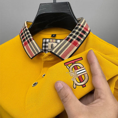 Fashion designer brand short sleeve men's polo shirt new lapel top high-end embroidery summer breathable casual Paul T-shirt