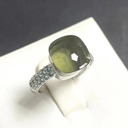 10.6mm Classic Ring for Women Light Blue Zircon Blue Topaz Candy Water Drop Crystal Ring Platinum Plated Jewelry Gift