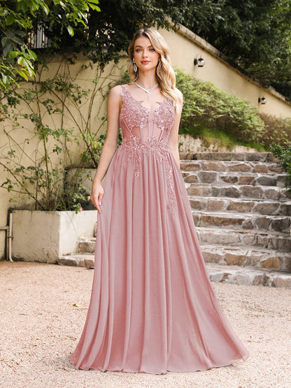 Fairy 3D Flower Lace Prom Dresses Luxury Beads Stones Straps Fish Bones Illusion Waist Evening Dress for Wedding Party