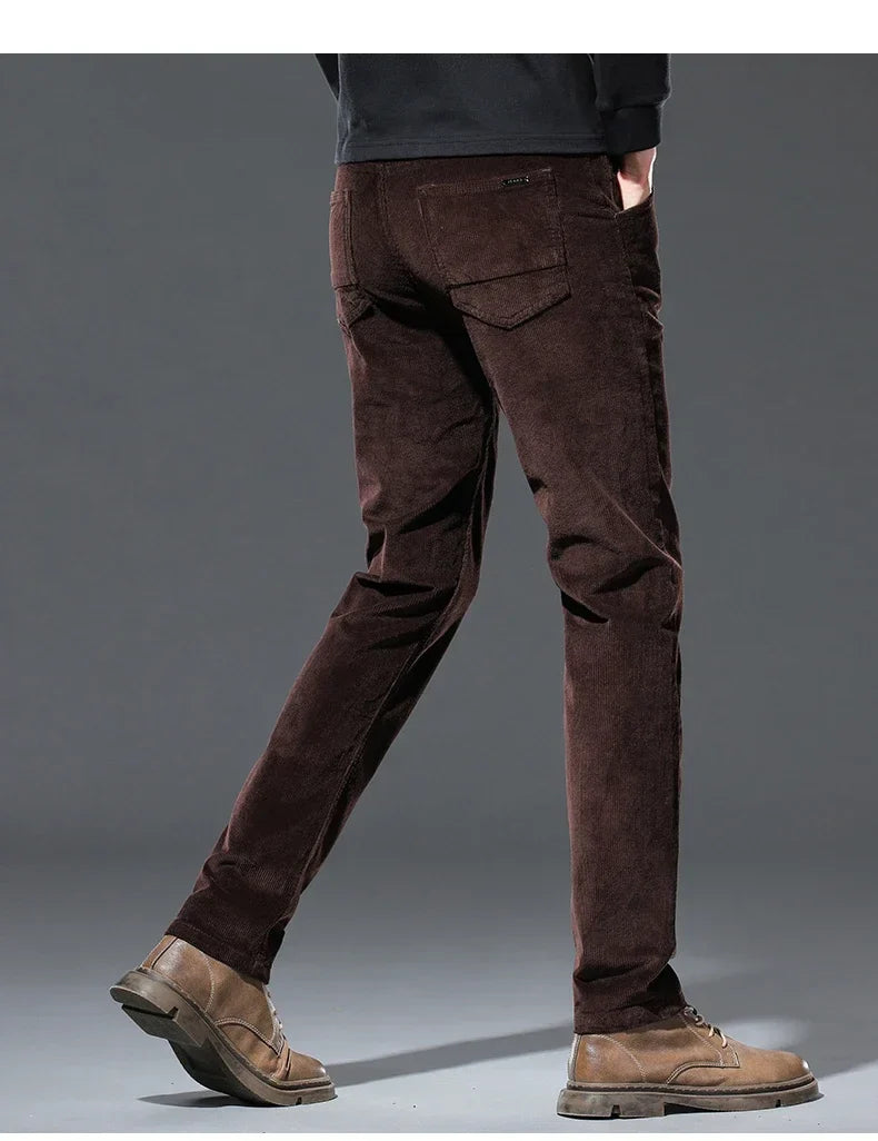 Winter Men's Fleece Corduroy Pants Warm Classic Casual Business Plush Thickened Business Trousers Male Brand Clothing
