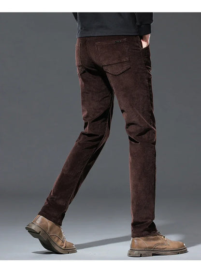 Winter Men's Fleece Corduroy Pants Warm Classic Casual Business Plush Thickened Business Trousers Male Brand Clothing