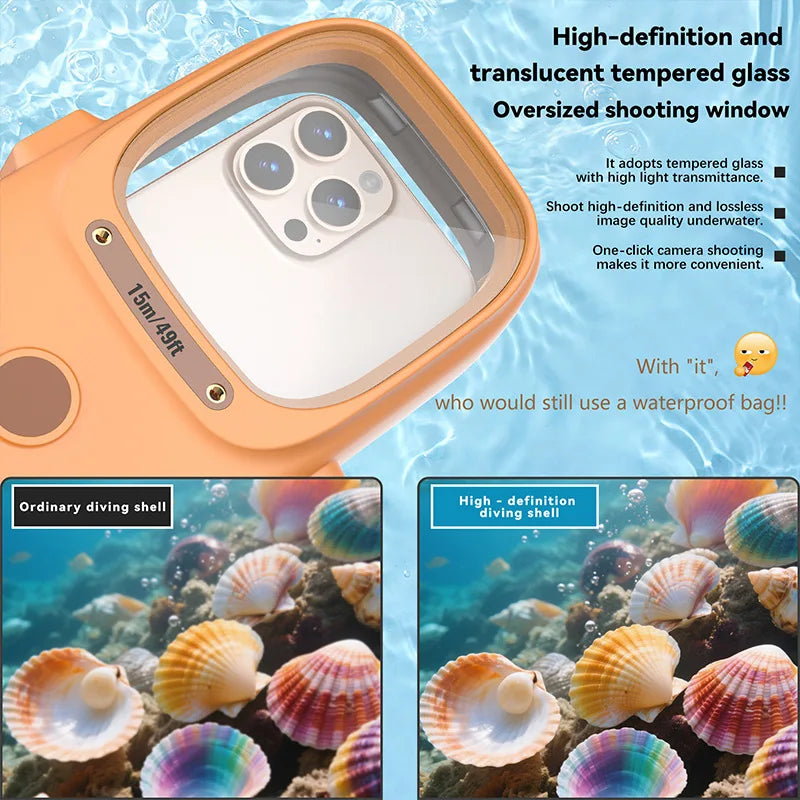 15 Meter Deep Bluetooth Waterproof Mobile phone Case For iPhone 17 Air 16 15 14 13 12 11Pro Max Samsung xiaomi phone Case