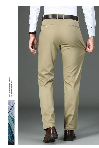 Fiber Men's Casual Pants Anti-wrinkle Comfortable Baggy Straight Business Formal Trousers Male Brand Clothing