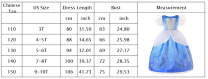 Cendrillon Inpired Princess Ball Gown Costume Play Purim Festival Dress Fairy Tale The Glass Slipper Role Play Apparel 3-10Yrs