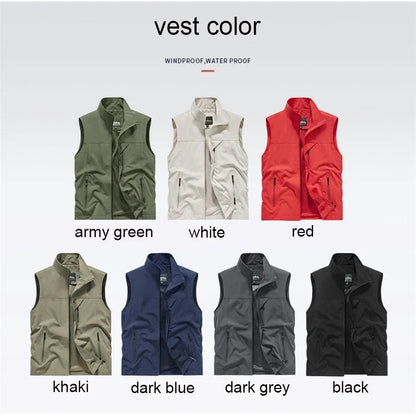 2025 New Fashion Men's Vest Windproof Solid Sleeveless Jacket Motorcycle Ourdoor Waterproof Biker Vest for Men Clothing