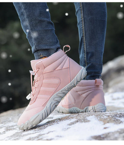 Womens Mens Waterproof Winter Barefoot Shoes Snow Boots Cotton Warm Fur Lined Unisex Walking Hiking Outdoor Shoes