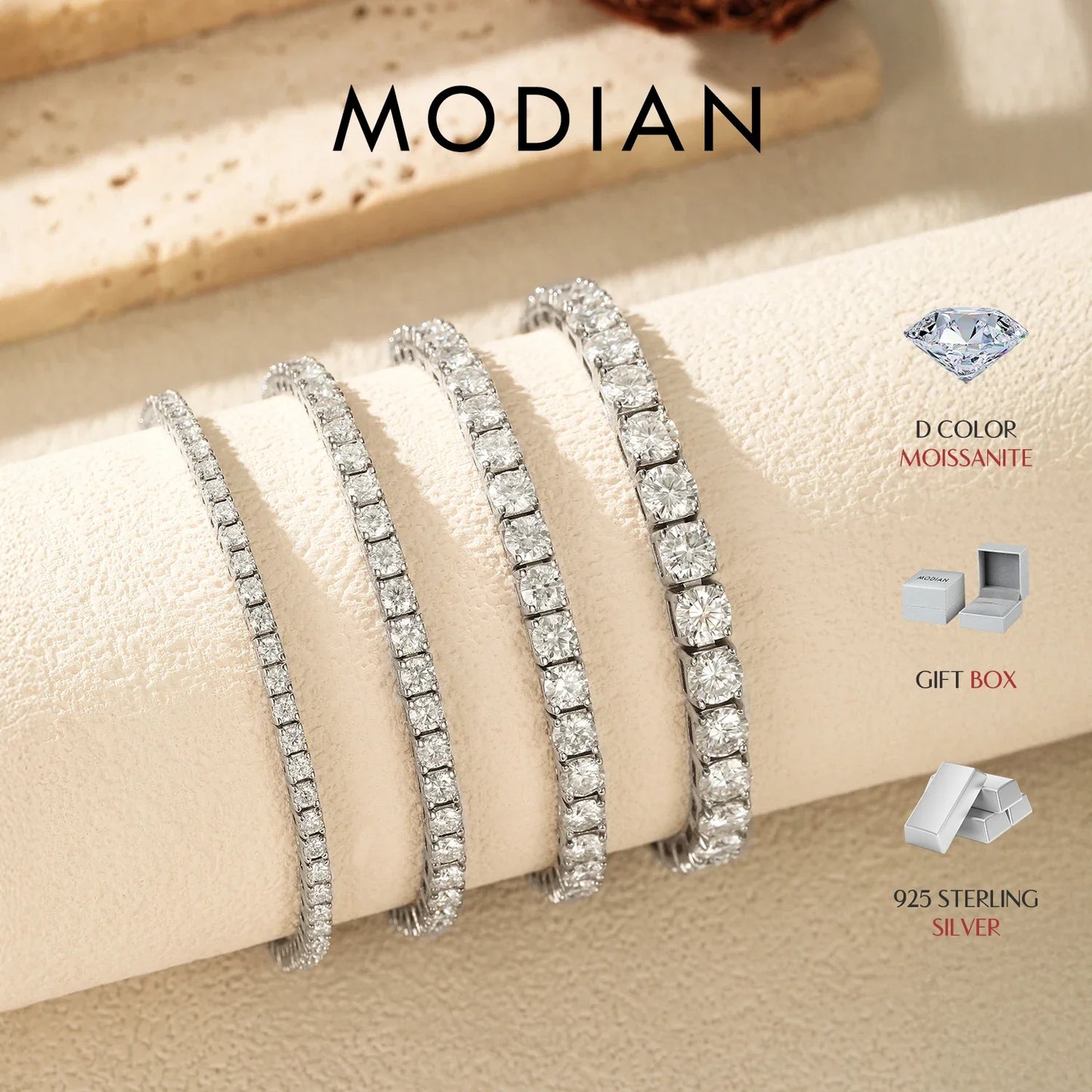 D Color VVS1 Moissanite Tennis Bracelet 925 Sterling Silver Single Classic Bracelets With Box for Women Man Fine Jewelry