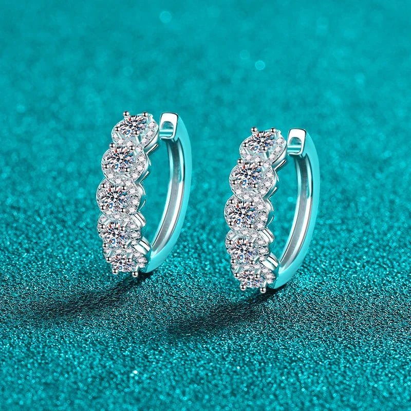 Moissanite Earrings for Women D VVS1 Round Shaped Lab Diamond 925 Sterling Silver Party Wedding Hoop Earring Fine Jewelry