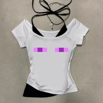 Women's Sleeveless Camisole Y2K Sexy Lace Streetwear Hip Hop Punk Rock vintage Emo Girls Chic Letter Print Gothic Slim baby Tops