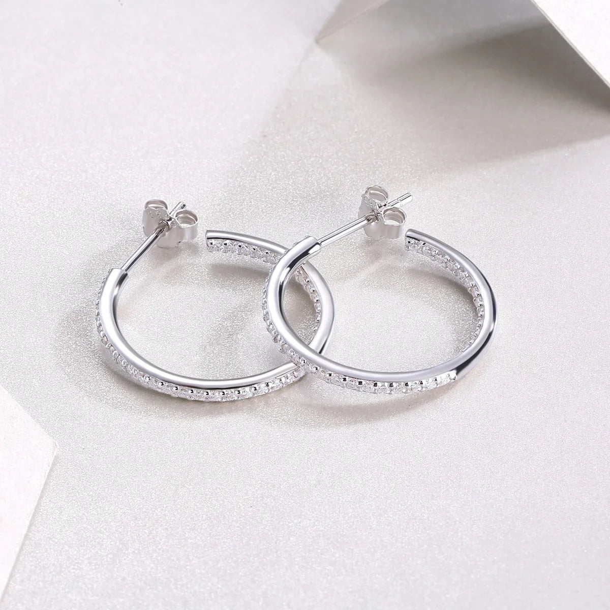 Trendy D Color Full 1.2mm 0.7cttw Moissanite Hoop Earrings For Women Girl S925 Silver Pass Diamond Test Earring Ear Buckle