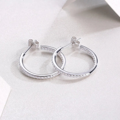 Trendy D Color Full 1.2mm 0.7cttw Moissanite Hoop Earrings For Women Girl S925 Silver Pass Diamond Test Earring Ear Buckle