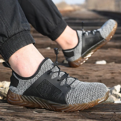 Mens Mesh Work Sneakers Lightweight Steel Toe Work Boots Indestructible Safety Shoes Breathable Construction Work Boot Footwear
