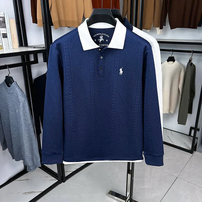 Pecking Men's Summer Light Luxury Collar Polo Shirt Short Sleeved T-shirt Fashionable Versatile Top