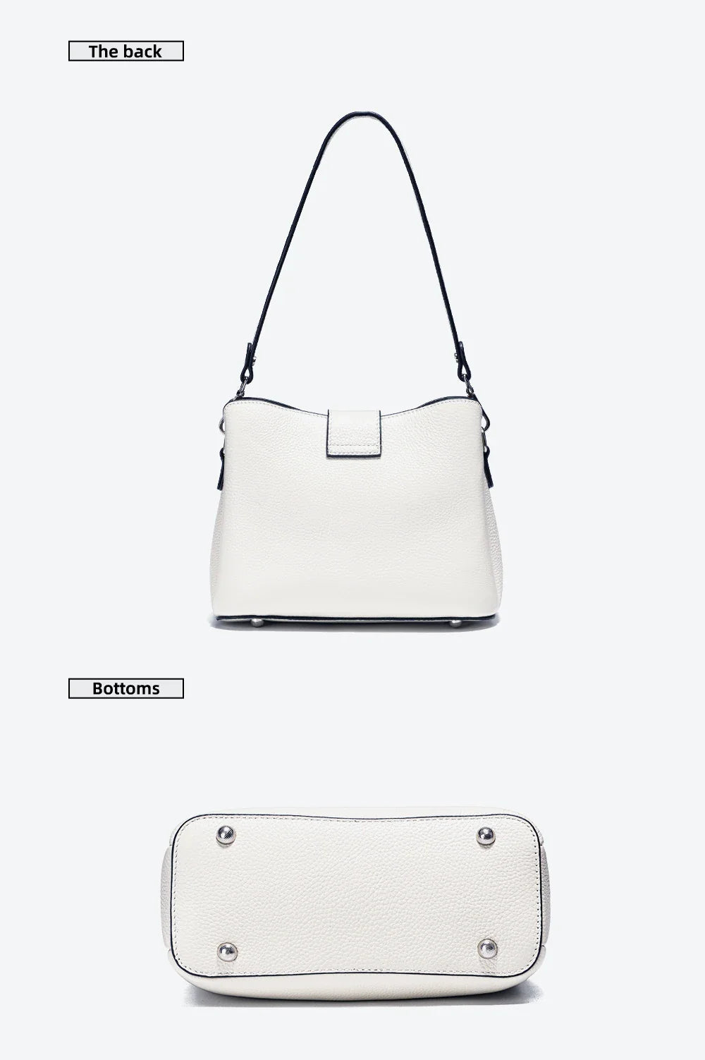 Genuine Leather White Designer Noble Shopper Shoulder Bag Commuter Large Bucket Handbag Women Tote Bucket Cross Body Bag