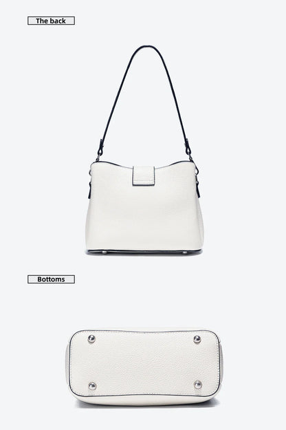 Genuine Leather White Designer Noble Shopper Shoulder Bag Commuter Large Bucket Handbag Women Tote Bucket Cross Body Bag