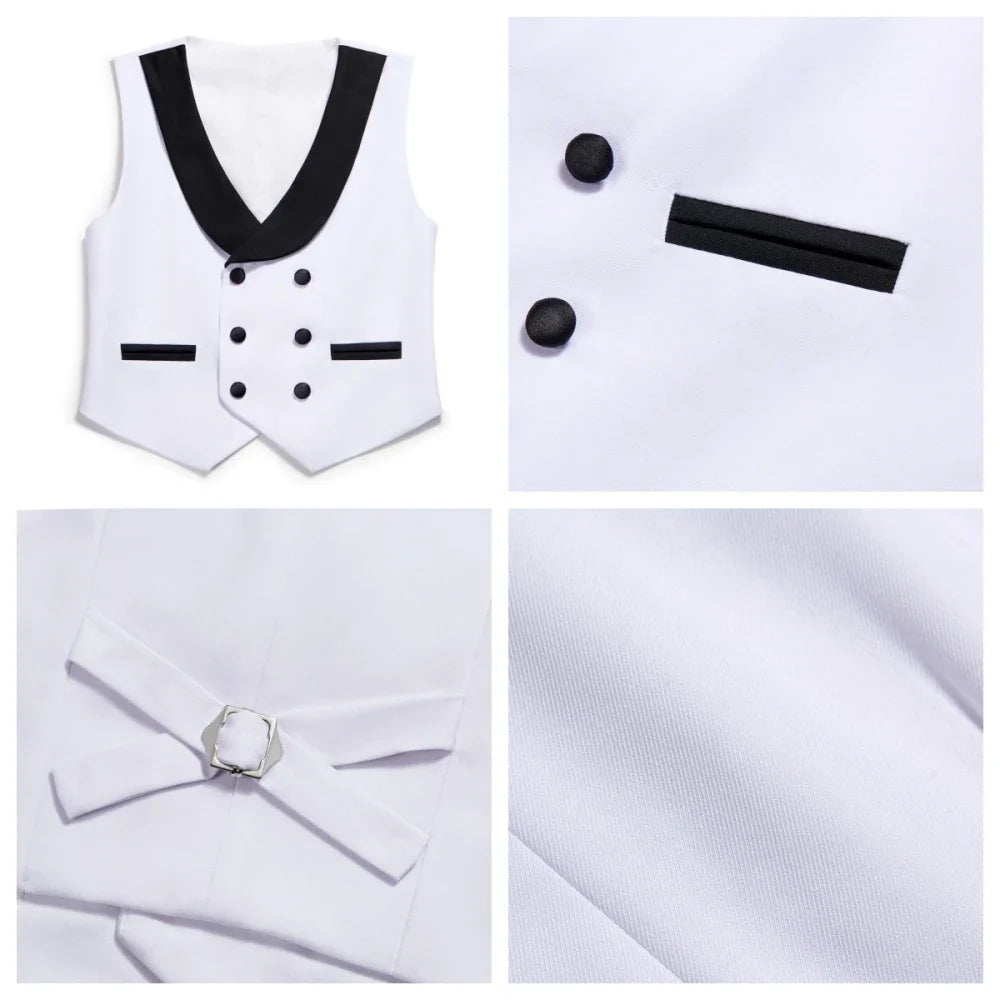 Classic White Boys Tuxedo 4 Pieces Wedding Guest Clothes Formal Peak Lapel Kids Suit Set Banquet Party Wear Chic Slim Fit Suits