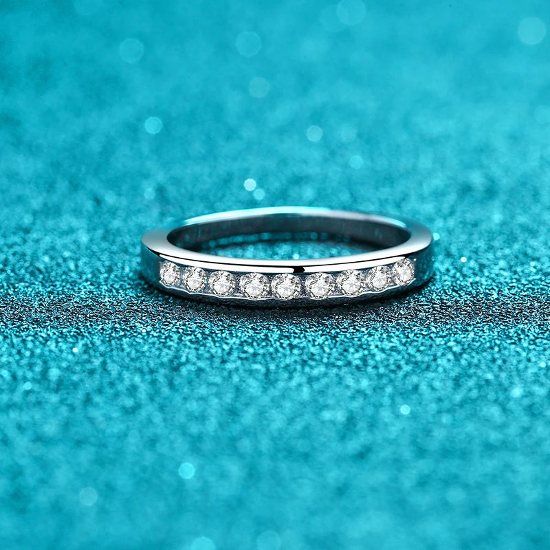 2mm Moissanite Ring for Women 925 Sterling Silver Rings with Gold Plated Wedding Bridal Proposal Promise Engagement Band