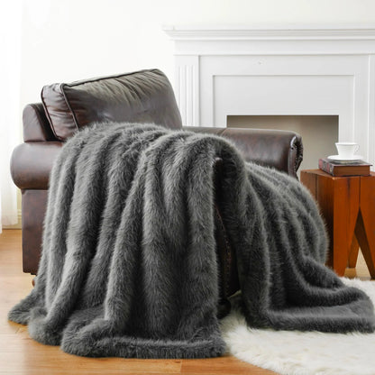 Fluffy Soft Blankets Luxury Fur blanket for Bed Sofa Mink Faux Fur Throw and Blankets Large Warm Blanket for Home Decor