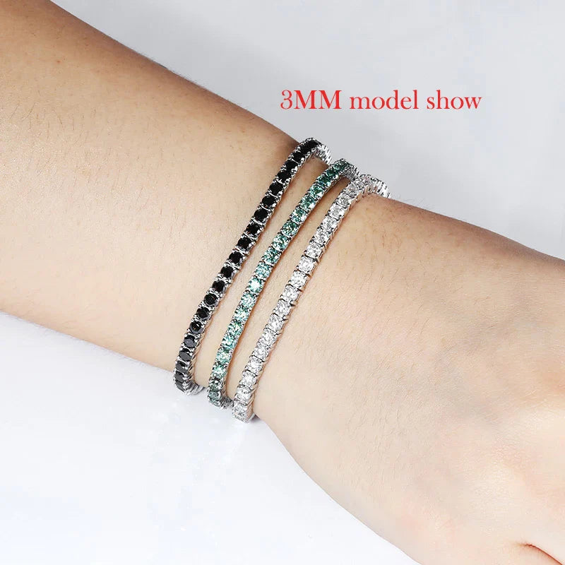3/4/5mm Pass Diamond Test Moissanite Tennis Bracelets for Women Men Original 925 Sterling Silver Bangles with Certificate