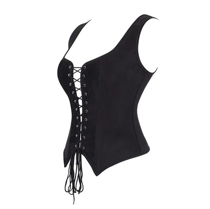 Steampunk Pirate Vest for Women Medieval Viking Bodice Corset Top Renaissance Halloween Cosplay Outfit