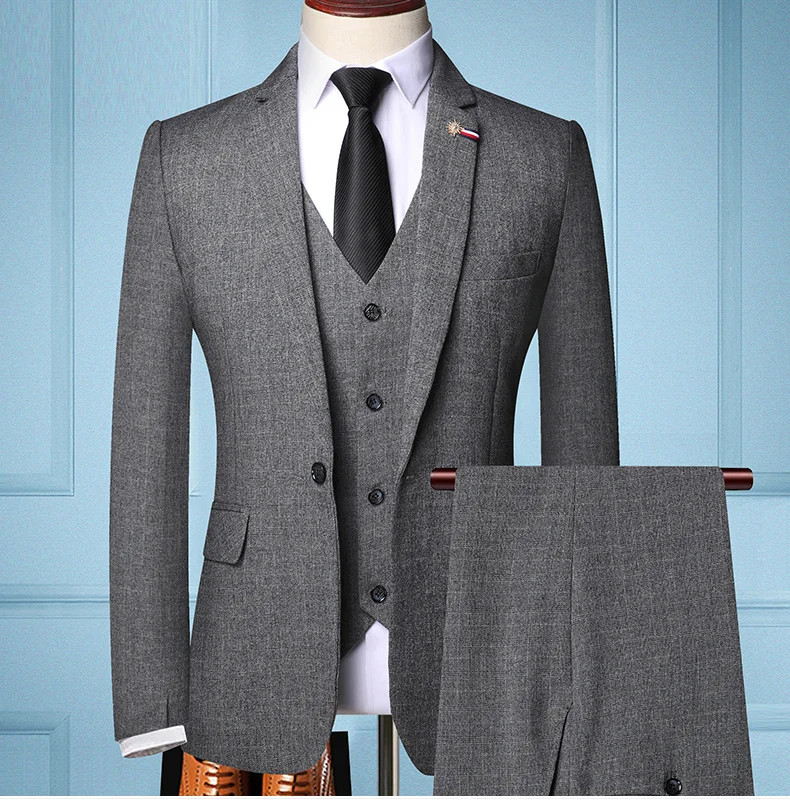 S-6XL Jacket Vest Pants Casual Plaid Retro Business Men's Suit 3Pcs or 2Pcs Set Groom Wedding Dress Blazer Waistcoat Trousers