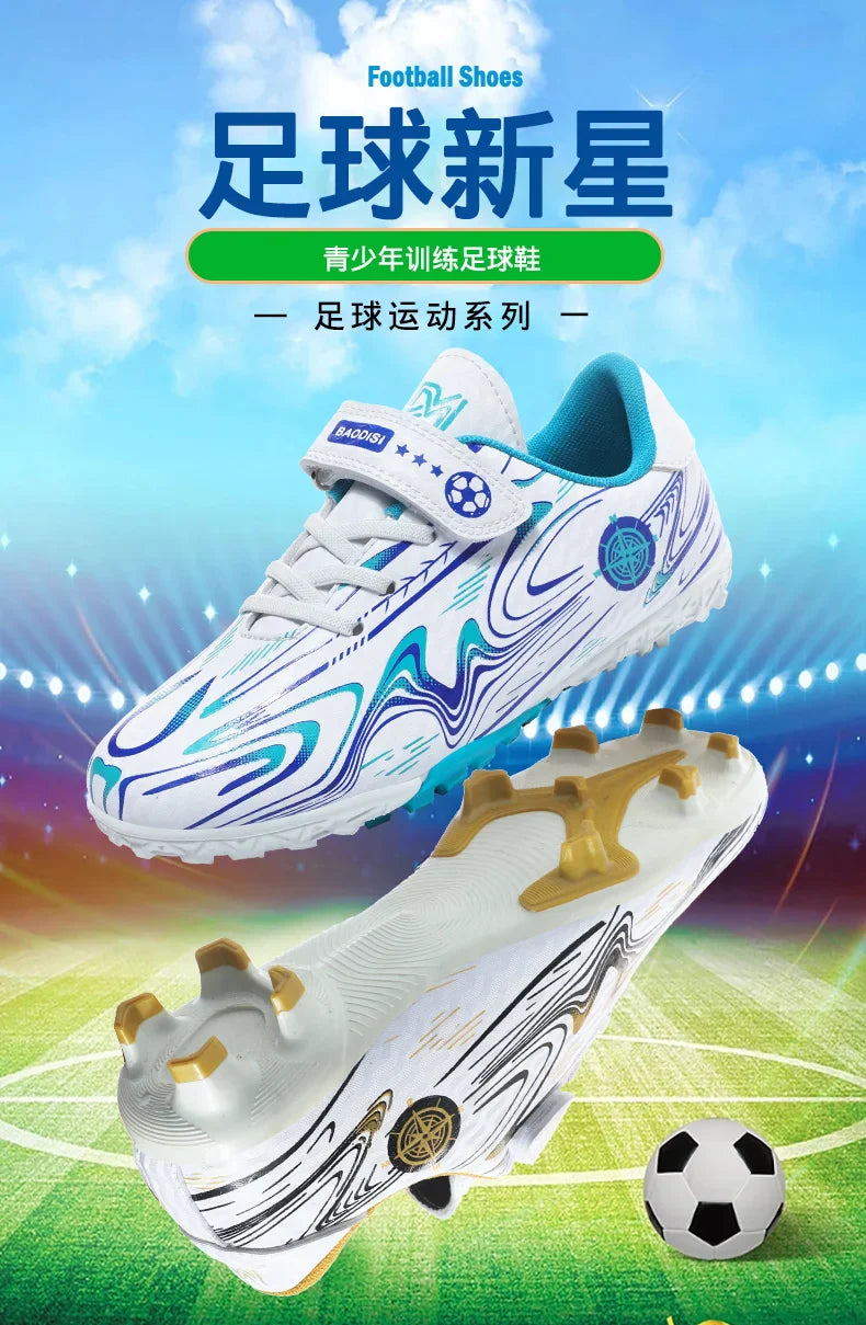 Kids Soccer Cleats Football Shoes Non Slip Breathable Lightweight Training Sneakers Boys Girls Children Football Match Boots
