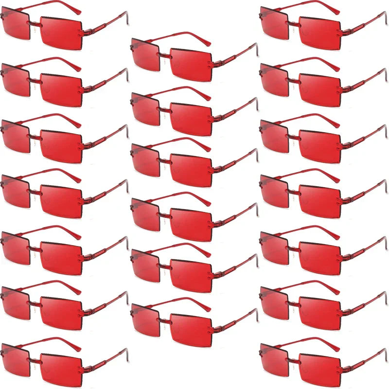 20 Pcs Per Set Rimless Rectangle Sunglasses Fashion Gradient Ocean Lenses Shades Ins Trendy Beach Vacation Sun Glasses