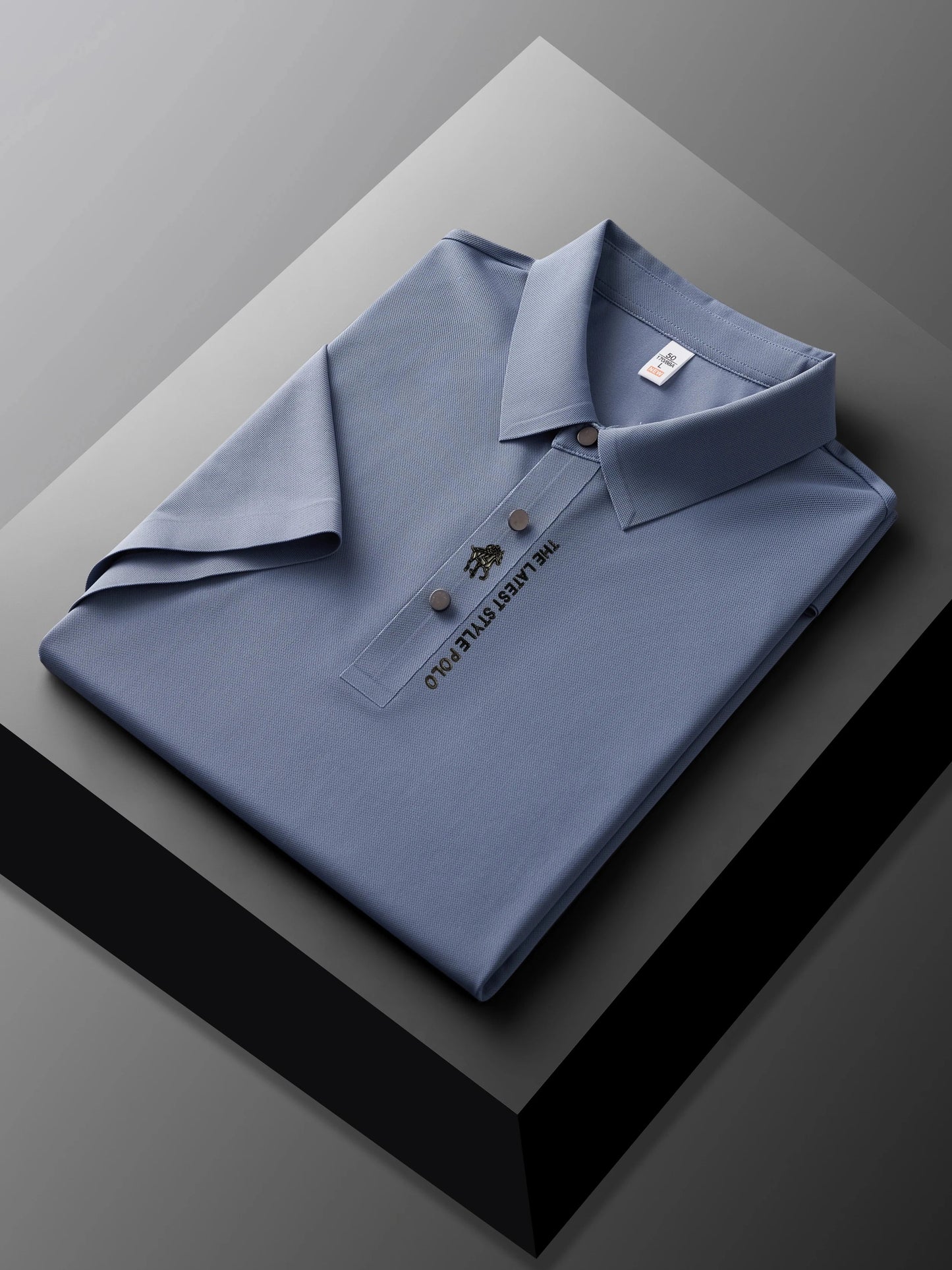 High quality silk breathable short sleeve POLO shirt men's lapel top 2024 summer new light luxury brand printed casual T-shirt