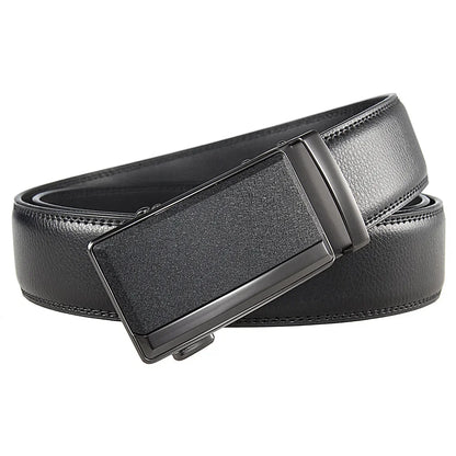 Male Cowskin Leather Belt - Automatic Buckle, Luxury Designer Style, 3.5cm, Black/Brown, Plus Size 130-170cm