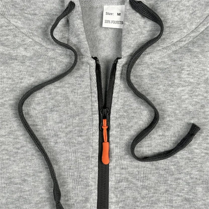A stylish, casual and fitness two-piece set for men's autumn and winter 2025: zipper hoodie, long-sleeved pullovers and jogging