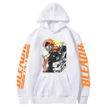 Japan Anime Cartoon Manga Peripherals Hoodies Bleach Print Pullovers Long Sleeve Harajuku Fashion Fleece Warm Casual Sweatshirt