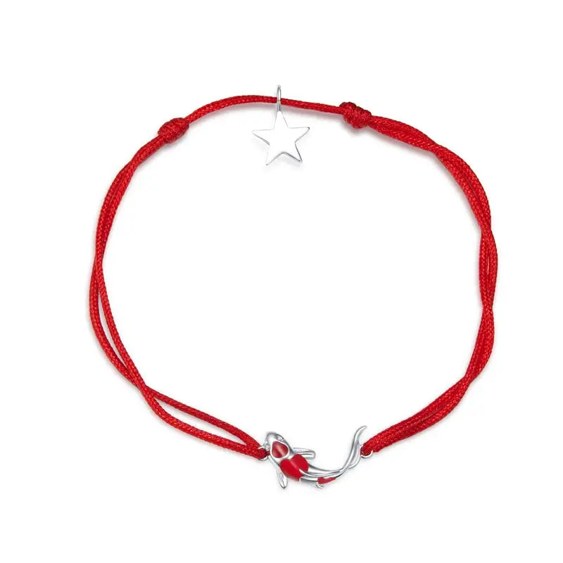 Guardian Lucky Fish Rope Chain Bracelet Earrings Ring for Couple 925 Sterling Silver Enamel Jewelry Friendship Fashi