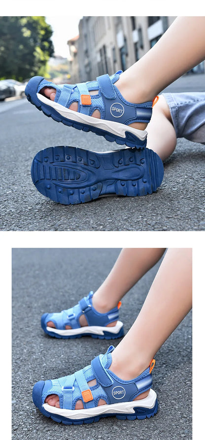 Summer Boys Closed-Toe Sandals Non-Slip Soft Sole Water Shoes for Beach Walking Outdoor Play Comfortable Kids Casual Sandals